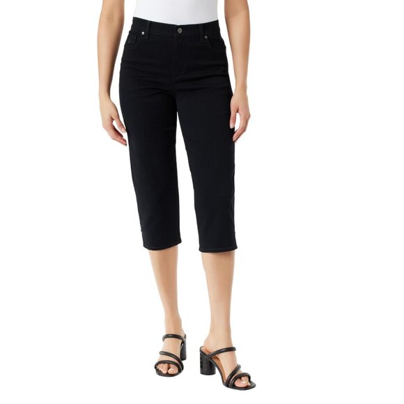 NWT Gloria Vanderbilt Capri Jeans with High Rise Straight Standard Black 10 - Picture 1 of 8